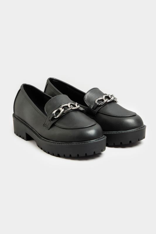  dla puszystych LIMITED COLLECTION Black Chunky Loafers In Extra Wide EEE Fit