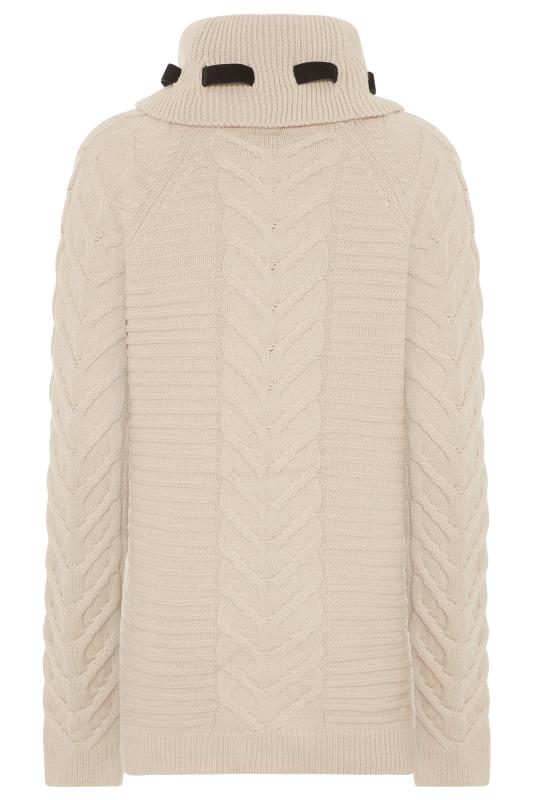 KARL LAGERFELD PARIS Cream Cable Knit Turtleneck Jumper | Long Tall Sally