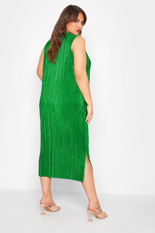 LIMITED COLLECTION Curve Green Sleeveless Plisse Midi Dress 3