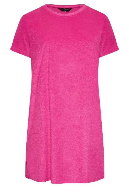 YOURS Plus Size Pink Towelling T-Shirt Dress | Yours Clothing 7