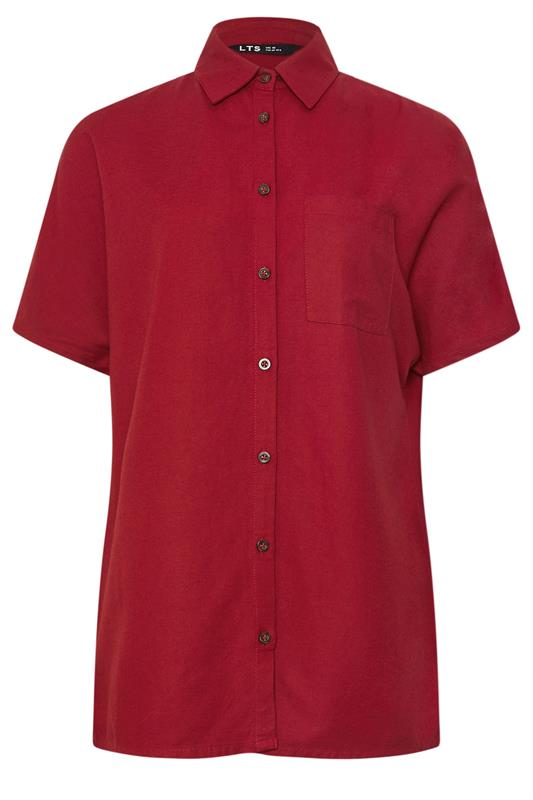 LTS Tall Women's Berry Red Short Sleeve Linen Shirt | Long Tall Sally 5