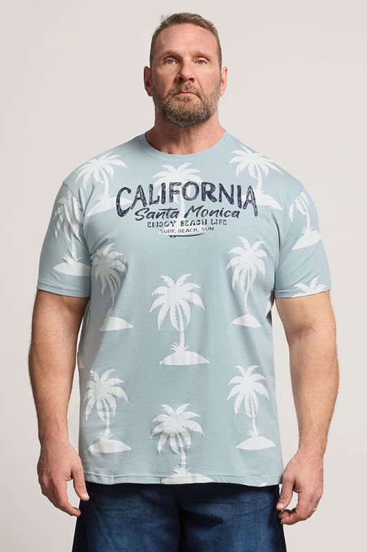  KAM Big & Tall T-shirt bleu clair à imprimé palmier