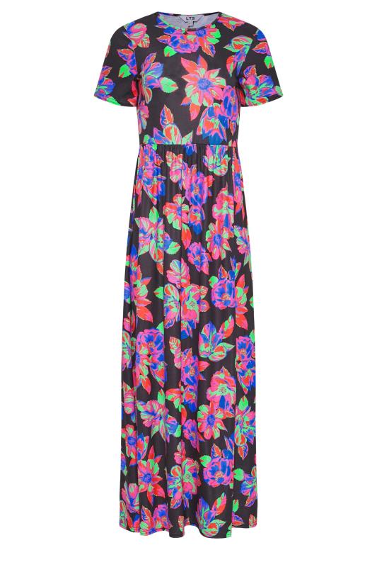 LTS Tall Black Floral Print Smock Maxi Dress 6