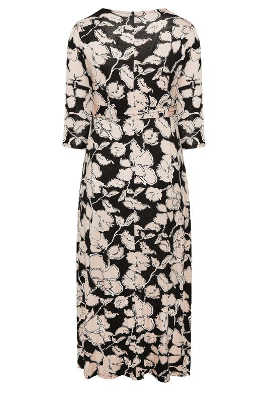 Plus Size Black & Beige Brown Floral V-Neck Maxi Dress | Yours Clothing 7
