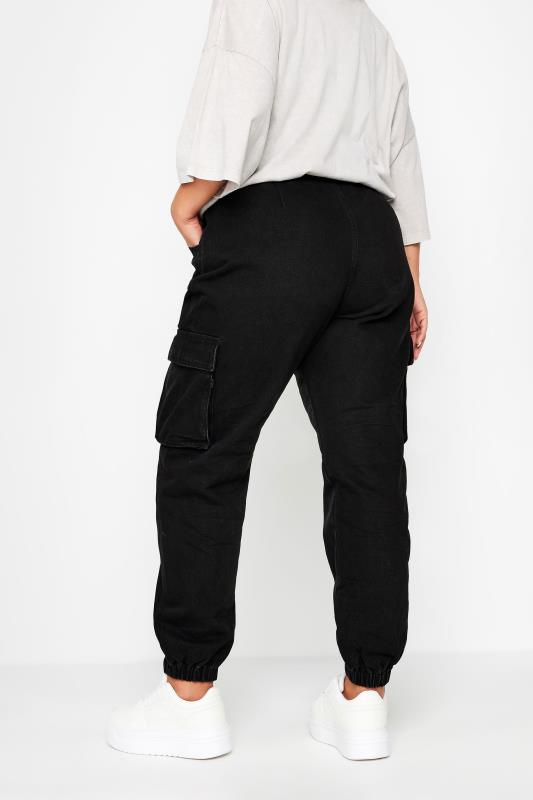 Plus Size Black Washed Cargo Jeans | Yours Clothing  3