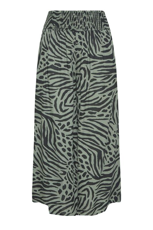 Plus Size Green Animal Print Wide Leg Trousers | Yours Clothing 6