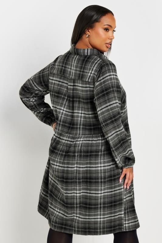 YOURS Plus Size Grey Check Print Shirt Dress Yours Clothing