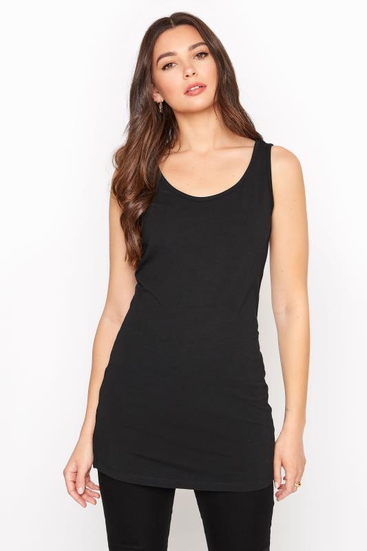 Tall  LTS MADE FOR GOOD Tall Black Cotton Longline Vest Top