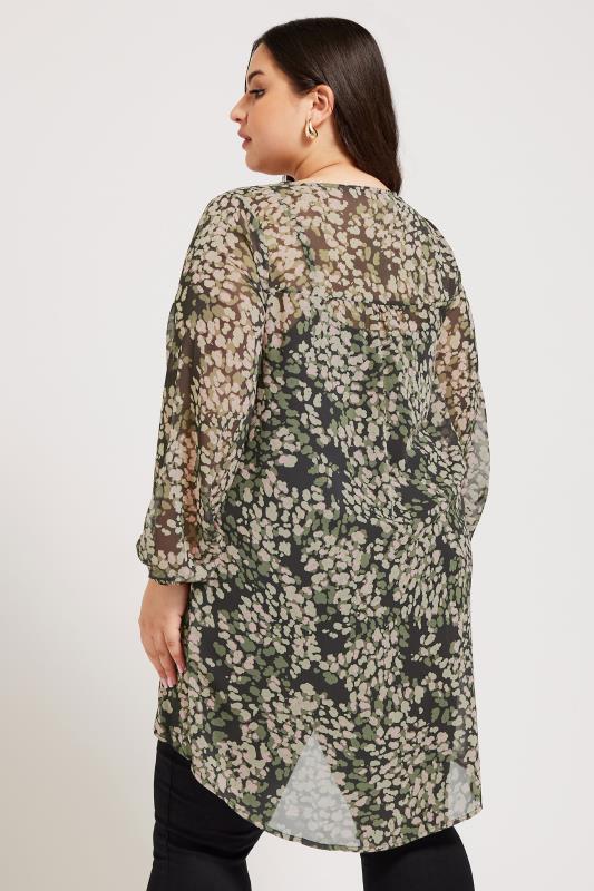 YOURS LONDON Plus Size Green & Pink Animal Print Longline Blouse | Yours Clothing 4