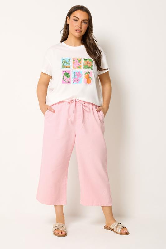 YOURS Plus Size Pink Cropped Jeans | Yours Clothing 1
