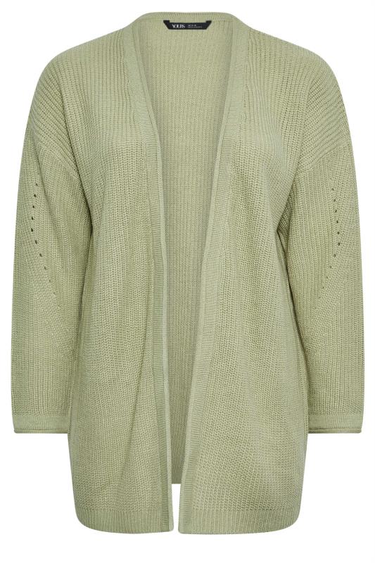 YOURS Plus Size Sage Green Essential Knitted Cardigan | Yours Clothing  5