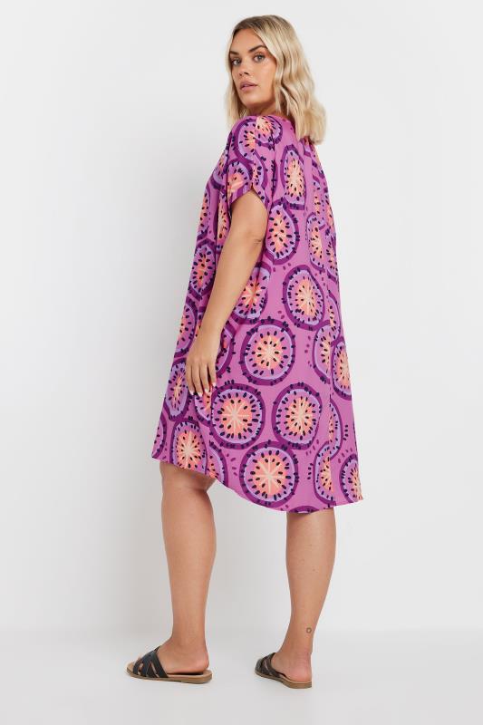 YOURS Plus Size Purple Abstract Print Tunic Dress | Yours Clothing 3