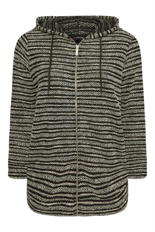 Plus Size Curve Black Stripe Zip Through Knitted Cardigan | Yours Clothing  6