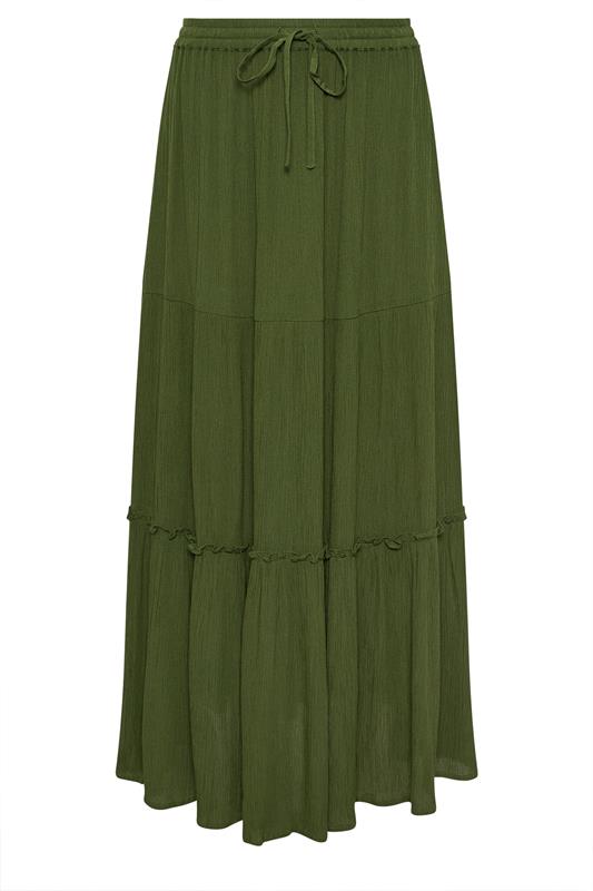 M&Co Khaki Green Crinkle Maxi Skirt | M&Co  5