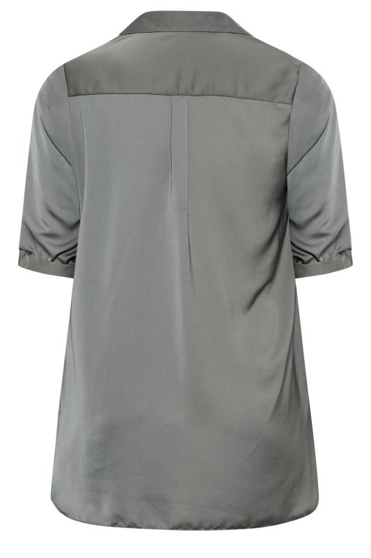 YOURS Plus Size Grey Satin Shirt | Yours Clothing 7
