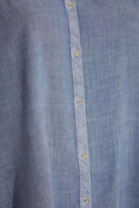 Plus Size Blue Wash Denim Shirt | Yours Clothing 5