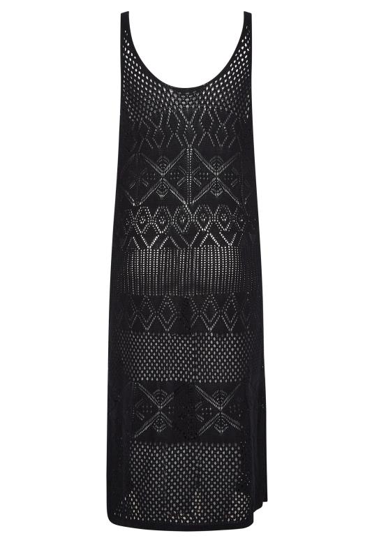 YOURS Curve Black Crochet Midaxi Dress | Yours Clothing 8