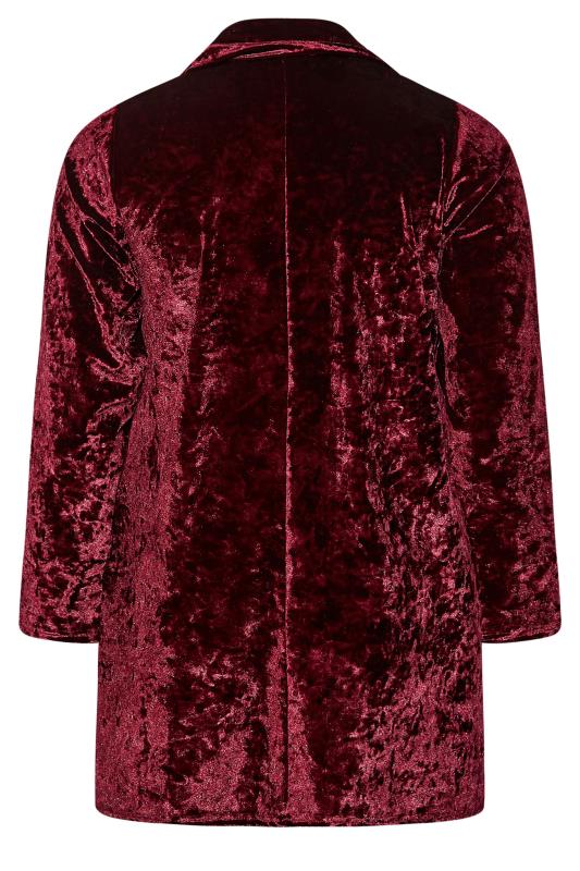 LIMITED COLLECTION Plus Size Red Velvet Long Sleeve Blazer | Yours Clothing  6