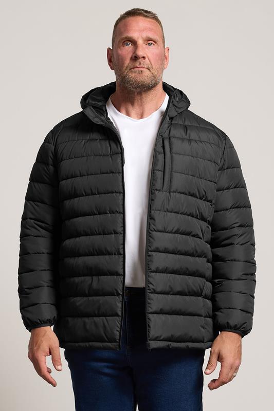 BadRhino Big & Tall Black Lightweight Hooded Puffer Jacket | BadRhino 1