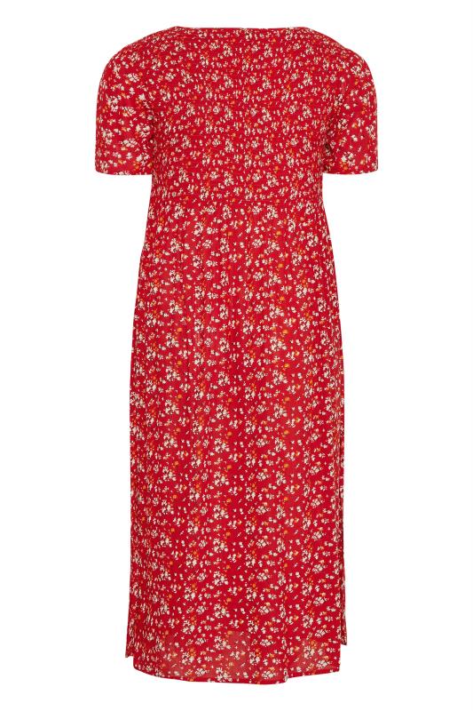 LIMITED COLLECTION Curve Red Ditsy Print Shirred Midaxi Dress_Y.jpg