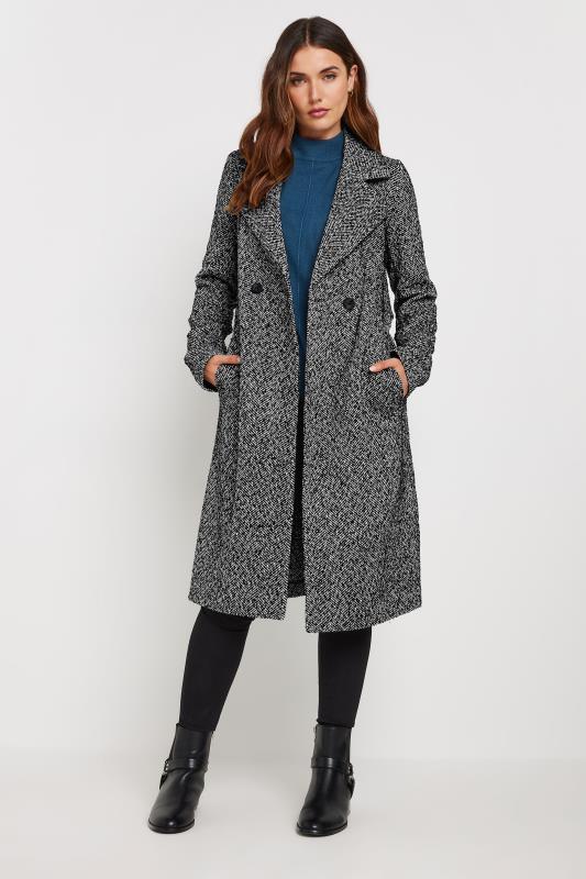 LTS Tall Grey Woven Herringbone Wrap Midi Coat | Long Tall Sally 3