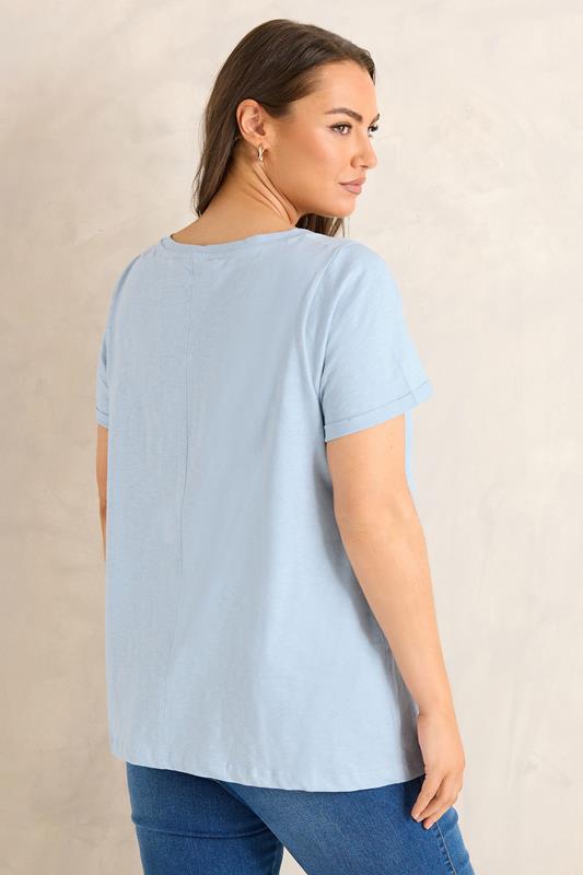 EVANS Plus Size 2 Pack Blue & White Cotton T-shirts | Evans 6