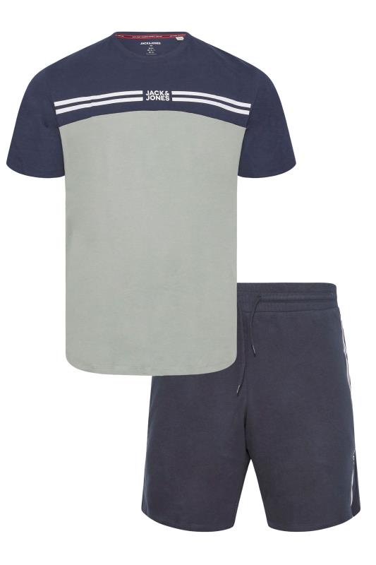 JACK & JONES Big & Tall Blue & Grey Steve T-Shirt & Shorts Set 4