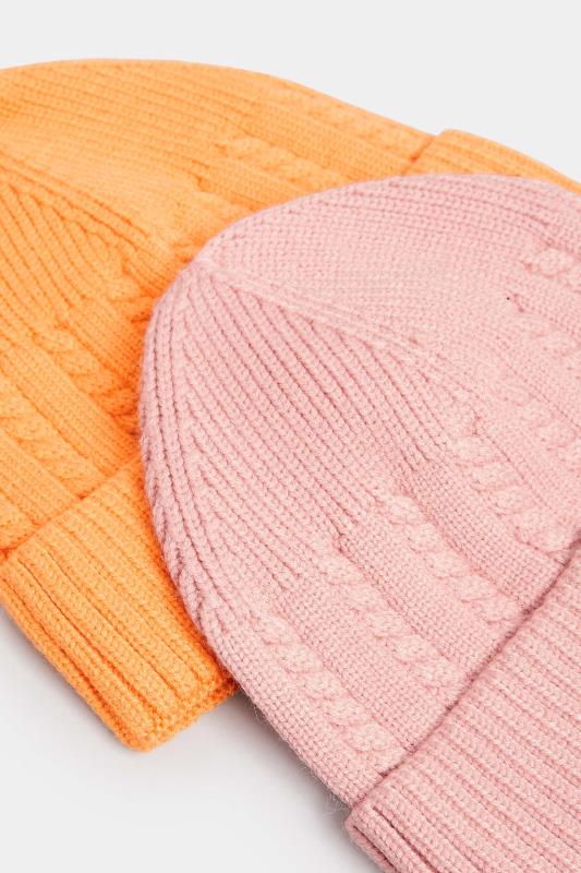 Blush Pink Cable Knit Beanie Hat | Yours Clothing 4