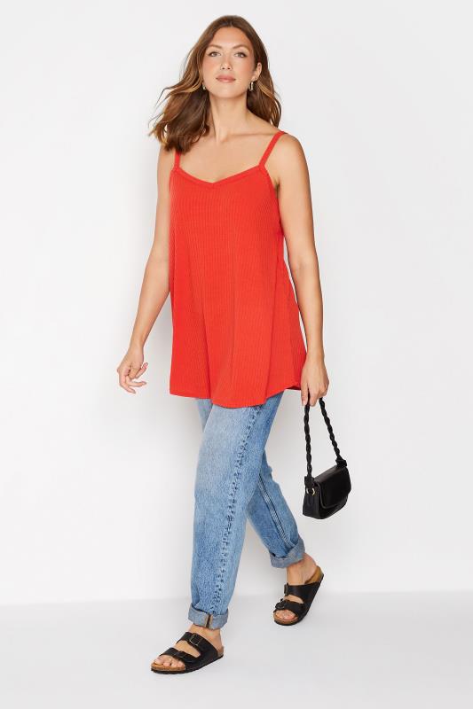 LTS Tall Red Ribbed Swing Cami Top 2