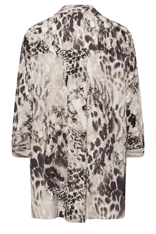 LIMITED COLLECTION Plus Size Natural Brown Mixed Animal Print Utility Pocket Shirt | Yours Clothing 7
