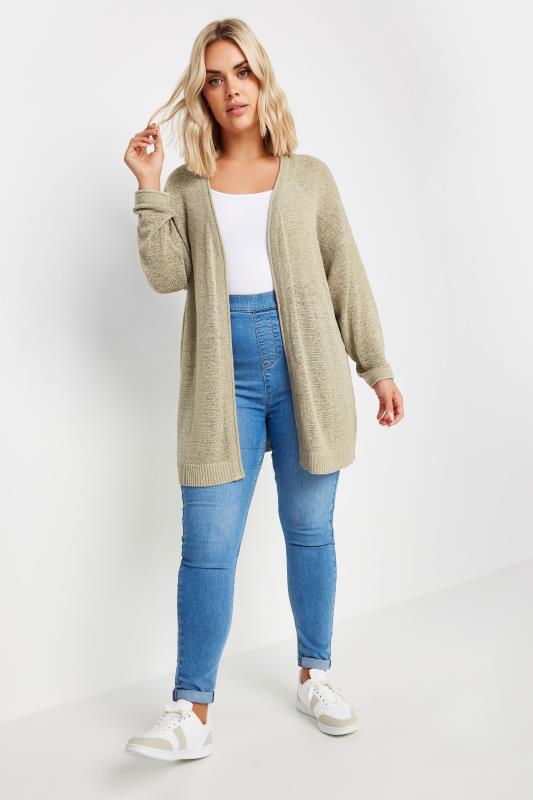 YOURS Plus Size Natural Brown Knitted Cardigan | Yours Clothing 2