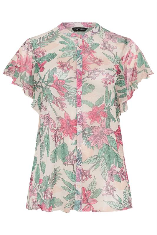 EVANS Curve Green Floral Frill sleeve Blouse | Evans 6