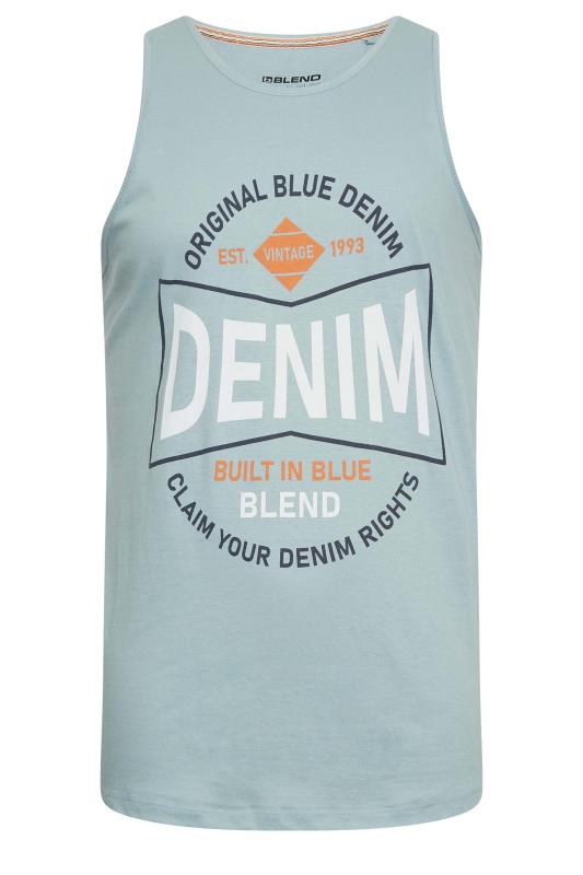 BLEND Big & Tall Light Blue Logo Print Vest | BadRhino 3