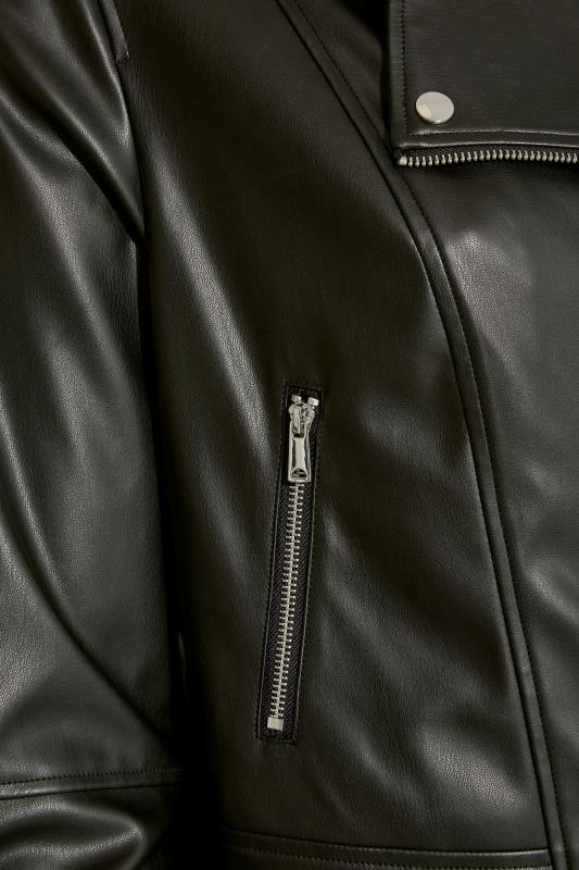 Plus Size Black Faux Leather Look Biker Jacket | Yours Clothing  5