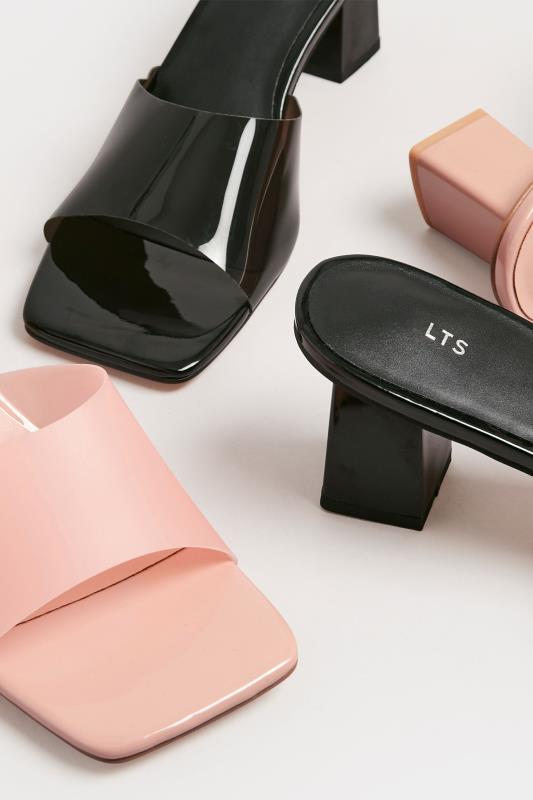 LTS Pink Perspex Block Heel Mules In Standard Fit | Yours Clothing 6