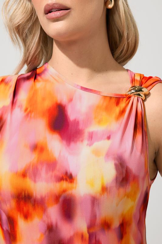 YOURS LONDON Plus Size Orange Blurred Abstract Buckle Detail Dress | Yours Clothing 4