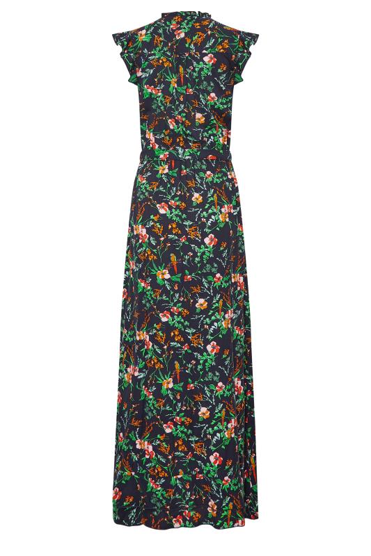 LTS Tall Women's Navy Blue Floral Print Frill Sleeve Maxi Dress | Long Tall Sally 7