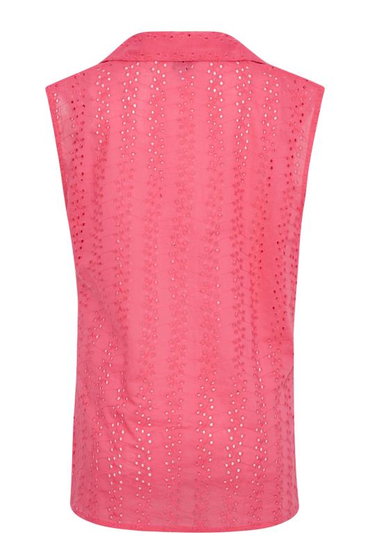 LTS Tall Women's Pink Broderie Anglaise Sleeveless Shirt | Long Tall Sally 7