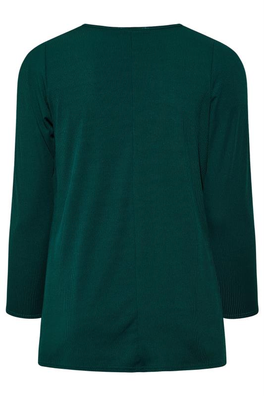 LIMITED COLLECTION Plus Size Green Ribbed Cut Out Top | Yours Clothing 7