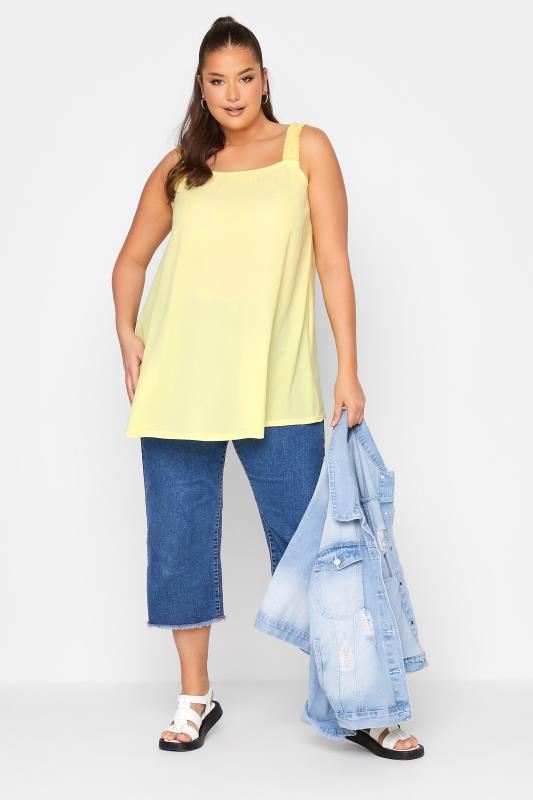 LIMITED COLLECTION Curve Yellow Shirred Strap Vest Top 2