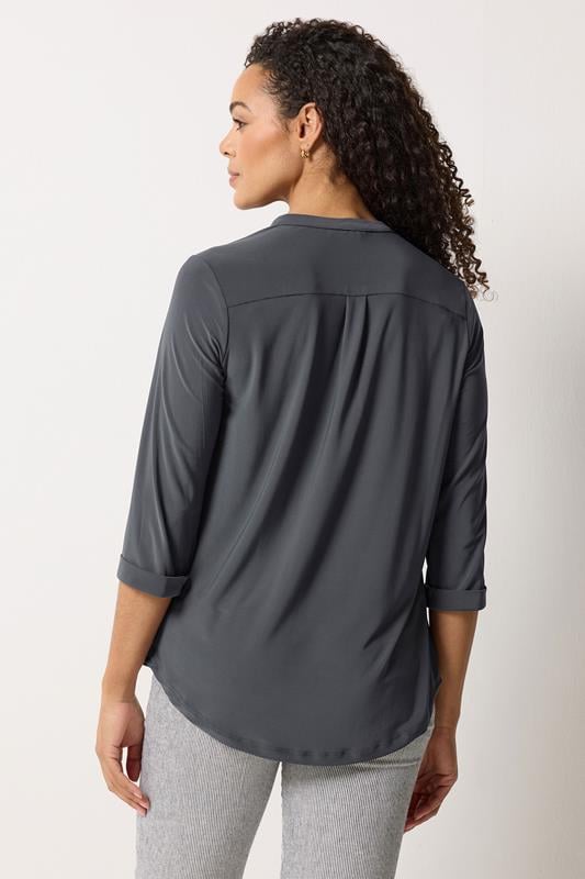 M&Co Grey Half Placket Collarless Shirt | M&Co 2