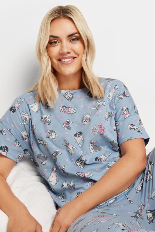 YOURS Plus Size Blue Dog Print Pyjama Set | Yours Clothing 4