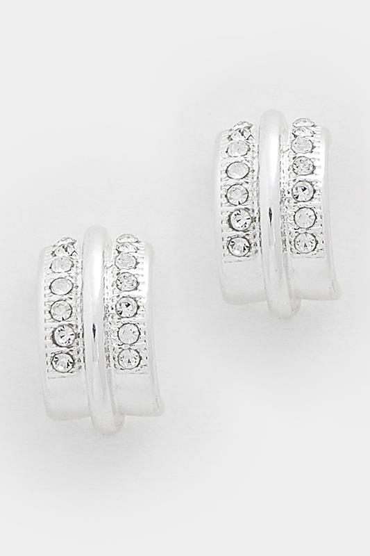  Pendientes de aro con diamantes en tono plateado