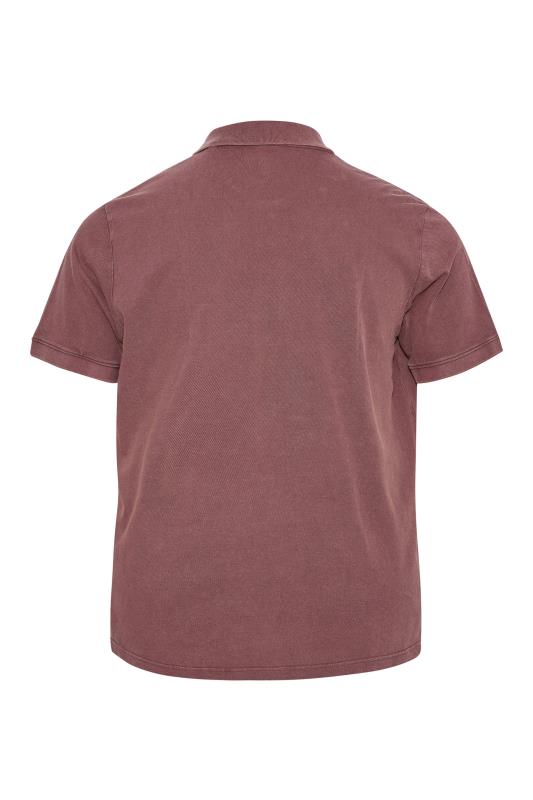 BadRhino Big & Tall Burgundy Red Washed Polo Shirt 2