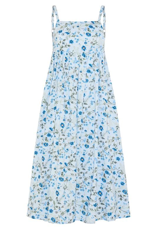 PixieGirl Petite Baby Blue Ditsy Floral Midi Dress | PixieGirl 5
