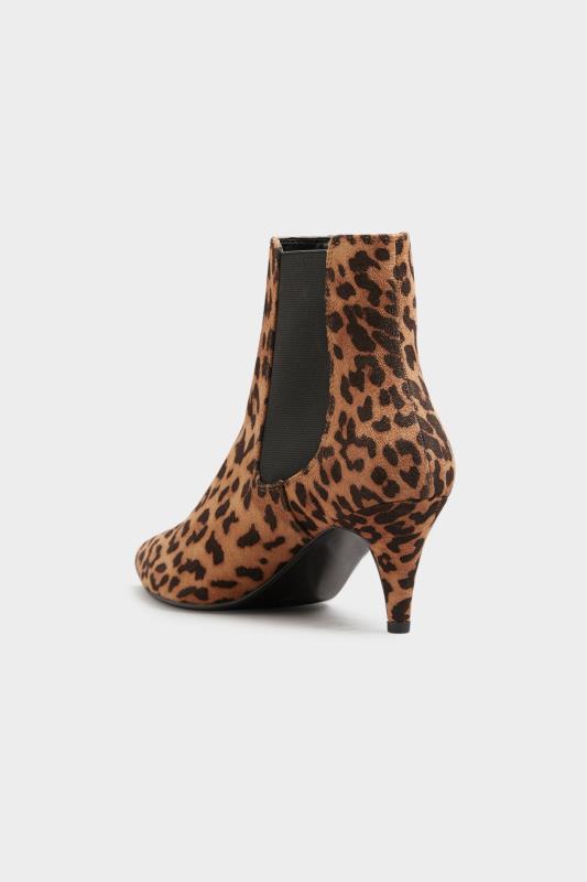 LTS Brown Leopard Print Heeled Boots In Standard D Fit 4