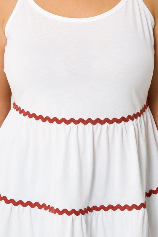 YOURS Plus Size White Tiered Trim Vest Top | Yours Clothing 4