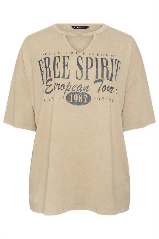 YOURS Plus Size Brown 'Free Spirit' Printed T-Shirt | Yours Clothing 5