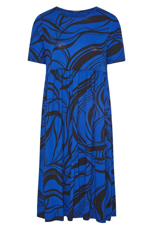 LIMITED COLLECTION Curve Cobalt Blue Swirl Print Midaxi Smock Dress_X.jpg