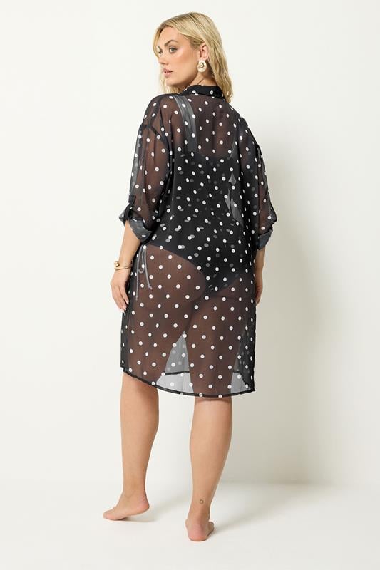 YOURS Plus Size Black Polka Dot Cover Up | Yours Clothing 2